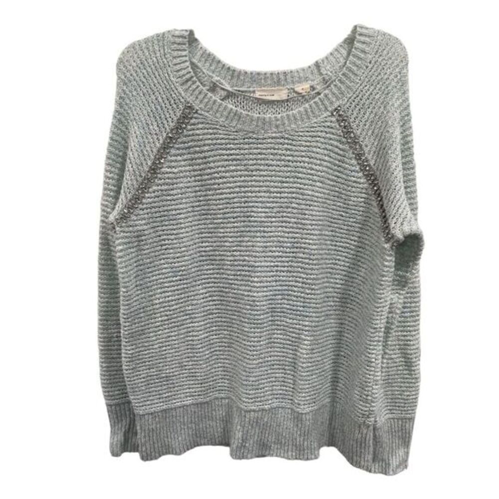 Anthropologie Sleeping On Snow Women's M Light Blue Embellished Sweater‎